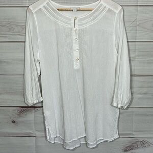 J. Jill White Gauze Tunic Top Size Large Petite